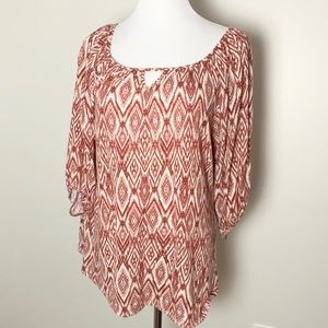 Bobeau XL blouse, cream and rust